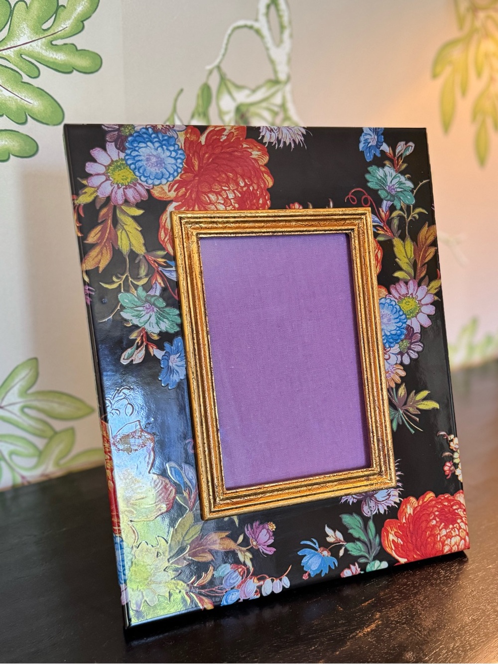 Mackenzie Childs Flower Market Picture Frame in Black Rare Find 4x6 Photo
